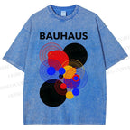 Unisex Bauhaus Geometric Circle Printed Washed Tee