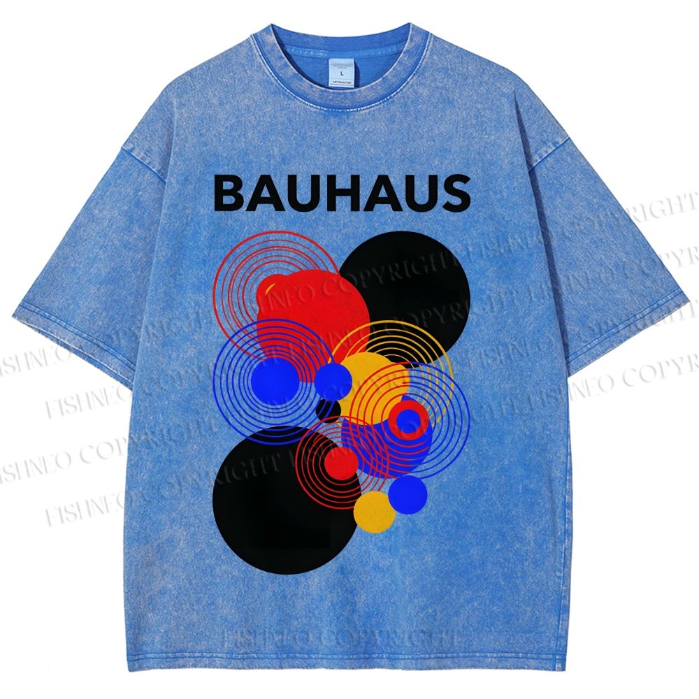 Unisex Bauhaus Geometric Circle Printed Washed Tee