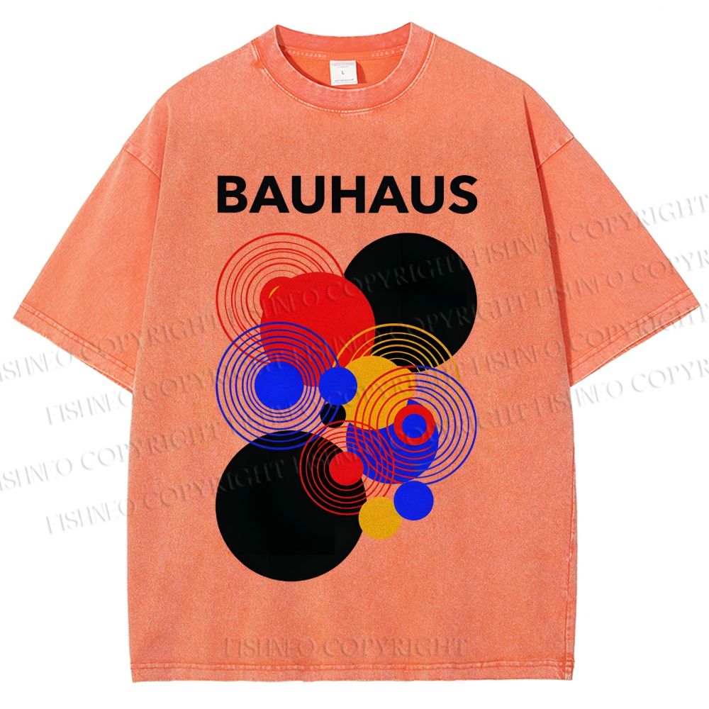 Unisex Bauhaus Geometric Circle Printed Washed Tee