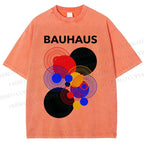 Unisex Bauhaus Geometric Circle Printed Washed Tee
