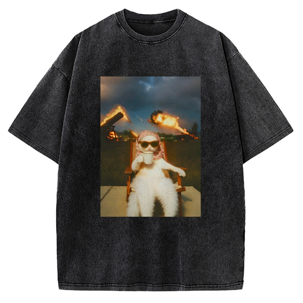 Funny Cat Meme Vintage Washed T-shirt
