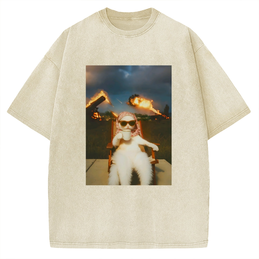 Funny Cat Meme Vintage Washed T-shirt