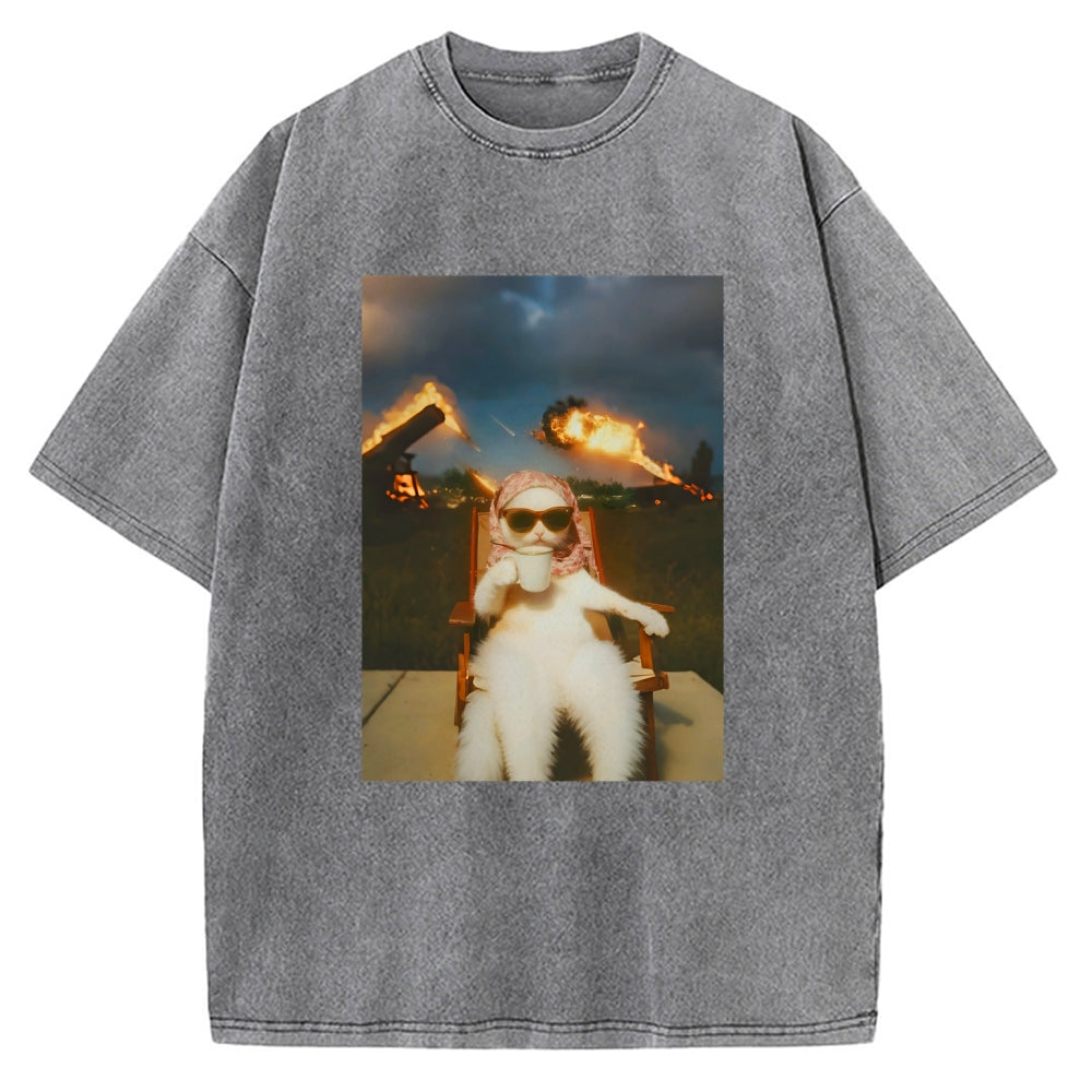 Funny Cat Meme Vintage Washed T-shirt