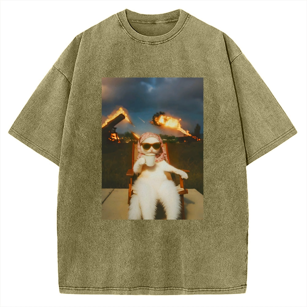 Funny Cat Meme Vintage Washed T-shirt