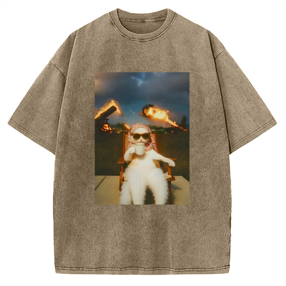 Funny Cat Meme Vintage Washed T-shirt