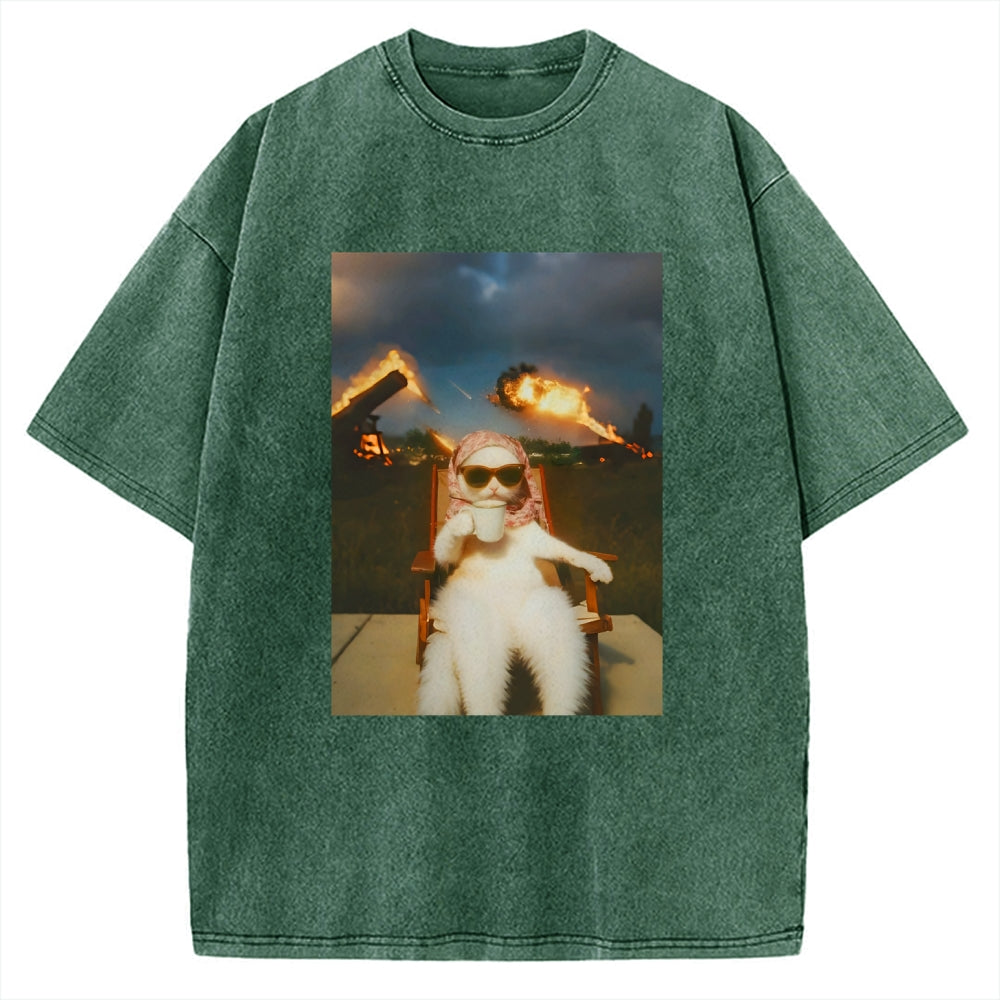 Funny Cat Meme Vintage Washed T-shirt