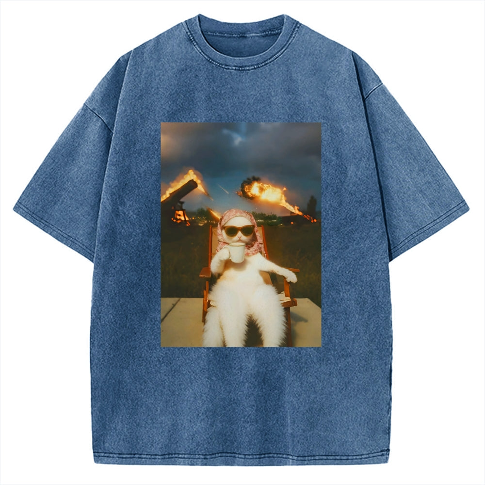 Funny Cat Meme Vintage Washed T-shirt