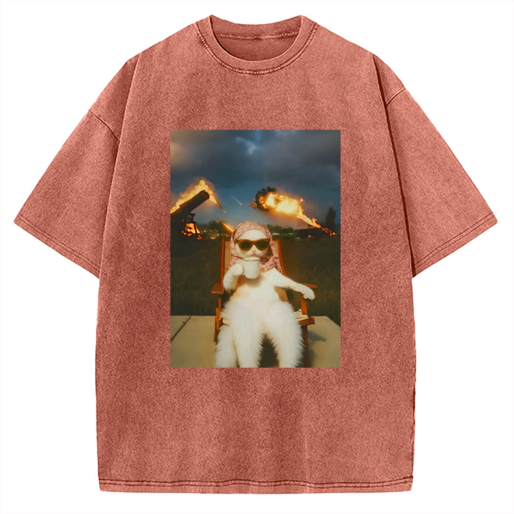 Funny Cat Meme Vintage Washed T-shirt