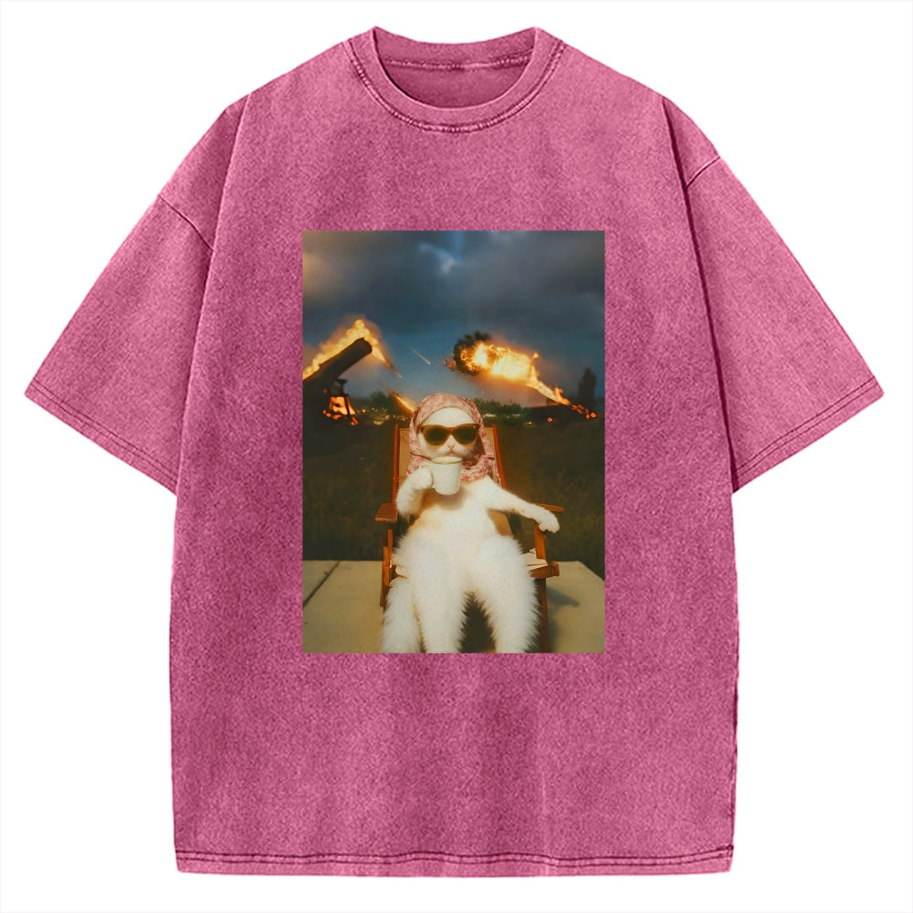 Funny Cat Meme Vintage Washed T-shirt