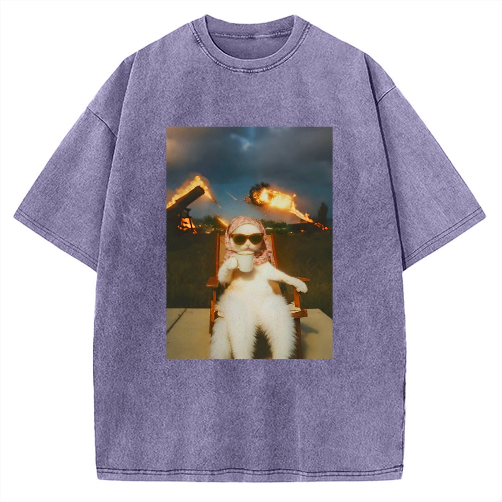 Funny Cat Meme Vintage Washed T-shirt