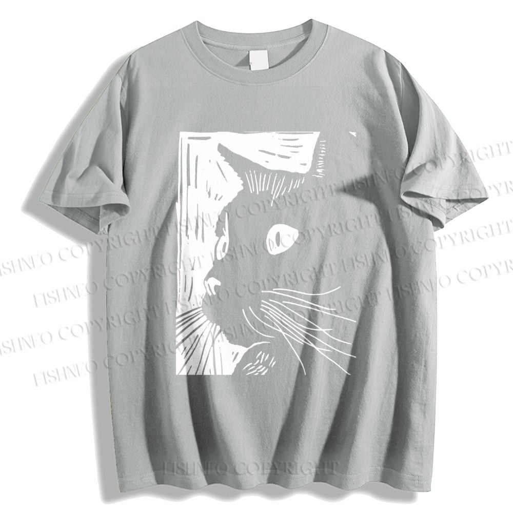 Unisex Classic Cotton Vintage Cat Graffiti Printed T-shirt