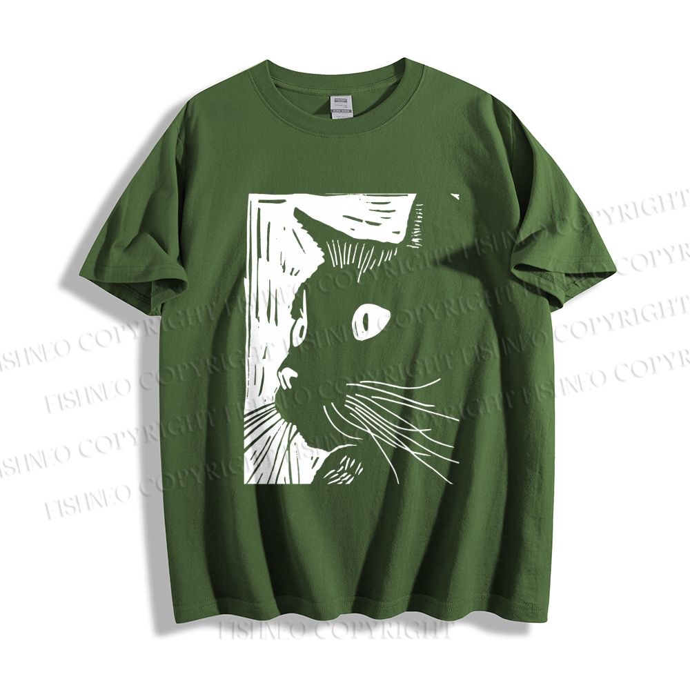 Unisex Classic Cotton Vintage Cat Graffiti Printed T-shirt