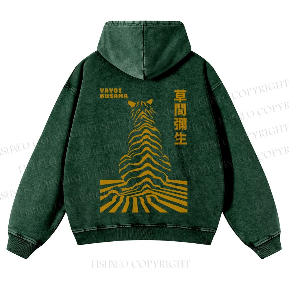 Japanese Yayoi Kusama Panther Casual Washed Hoodie