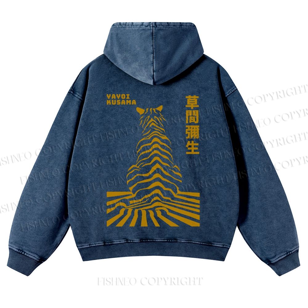 Japanese Yayoi Kusama Panther Casual Washed Hoodie
