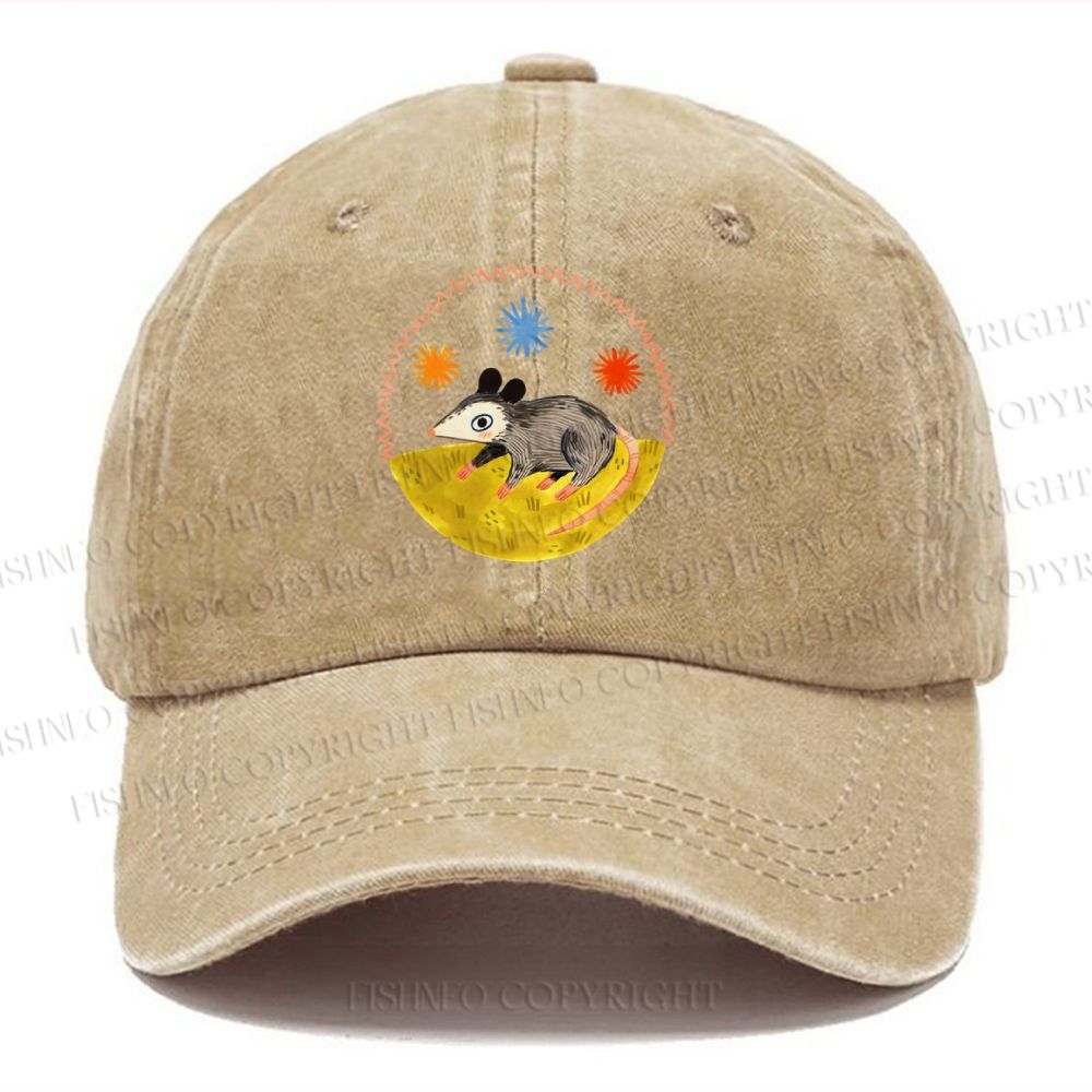 Unisex Vintage Casual Cute Opossum Washed Cap