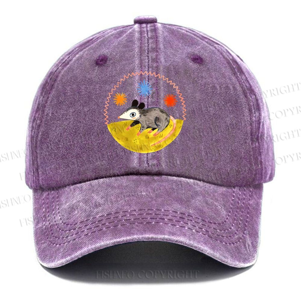 Unisex Vintage Casual Cute Opossum Washed Cap
