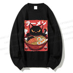 Unisex Ramen Cat Printed Sweatshirt