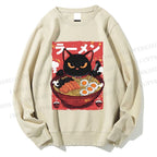 Unisex Ramen Cat Printed Sweatshirt