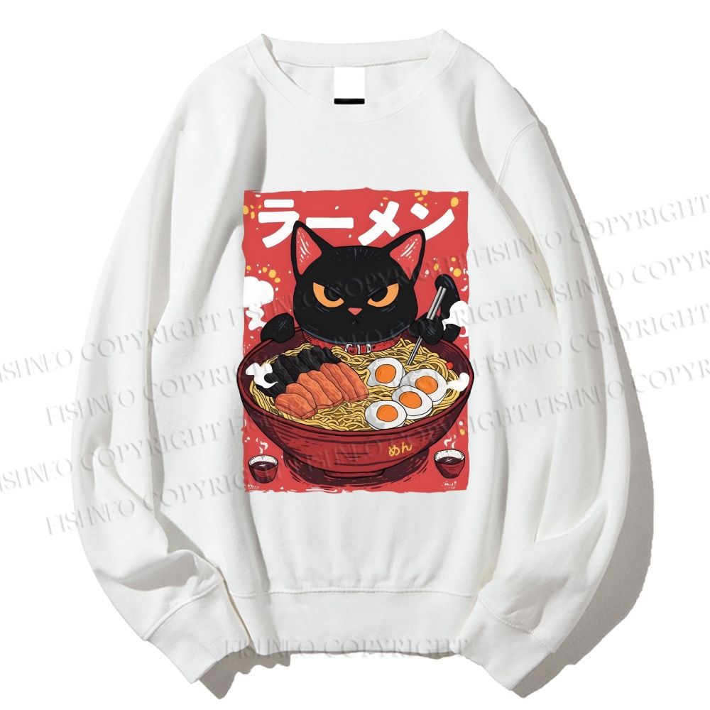 Unisex Ramen Cat Printed Sweatshirt
