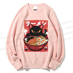 Unisex Ramen Cat Printed Sweatshirt
