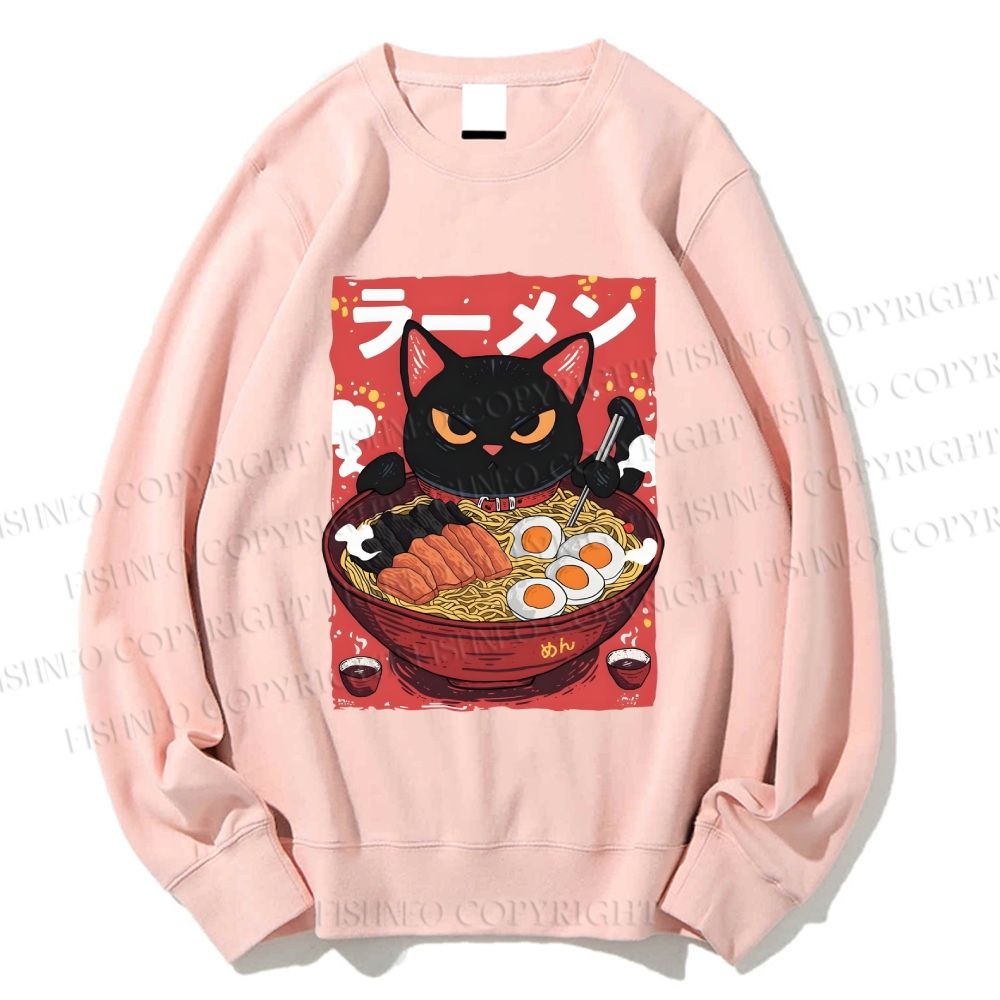 Unisex Ramen Cat Printed Sweatshirt