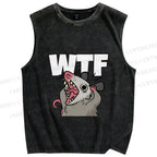 Unisex Opossum WTF Printed Washed Tank Top