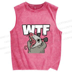 Unisex Opossum WTF Printed Washed Tank Top