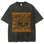 Unisex Garfield Cat Care About Weather Printed Washed Tee