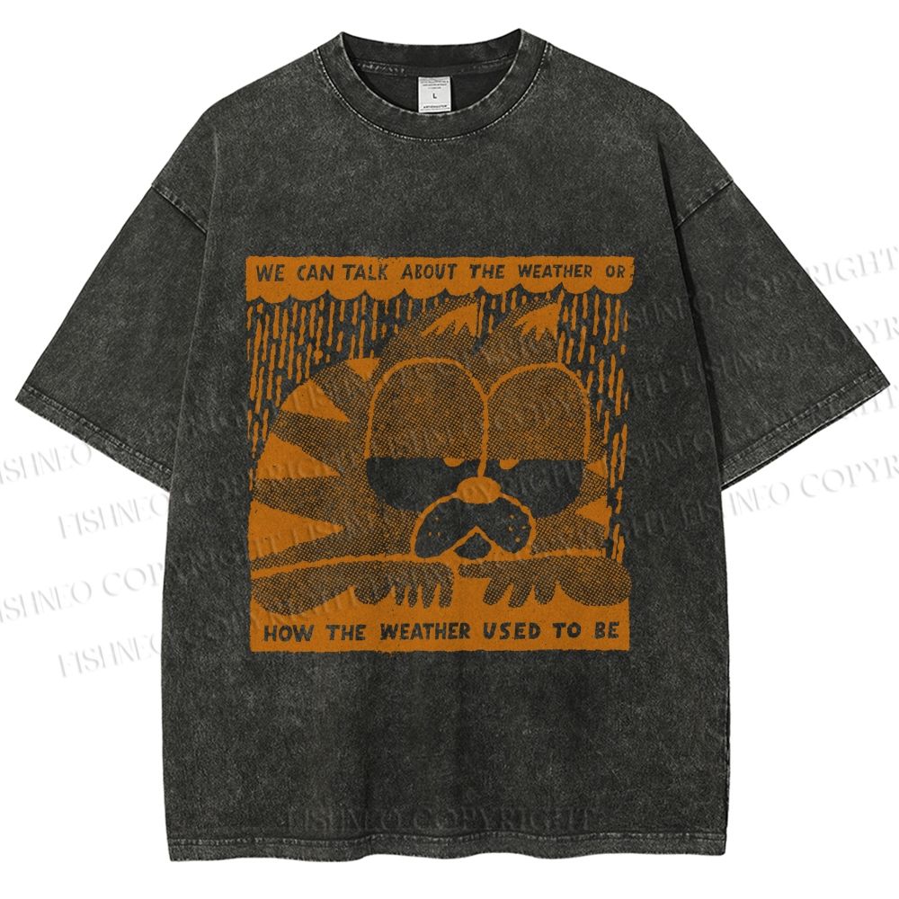 Unisex Garfield Cat Care About Weather Printed Washed Tee