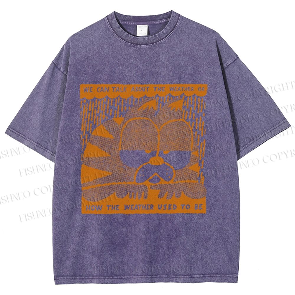 Unisex Garfield Cat Care About Weather Printed Washed Tee