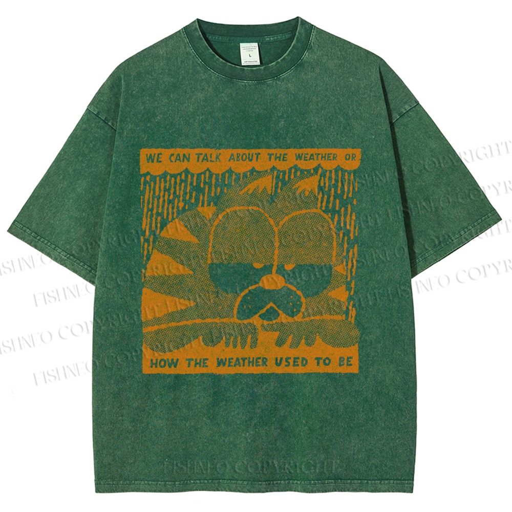 Unisex Garfield Cat Care About Weather Printed Washed Tee