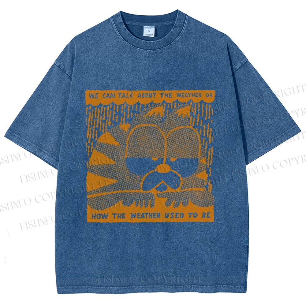 Unisex Garfield Cat Care About Weather Printed Washed Tee