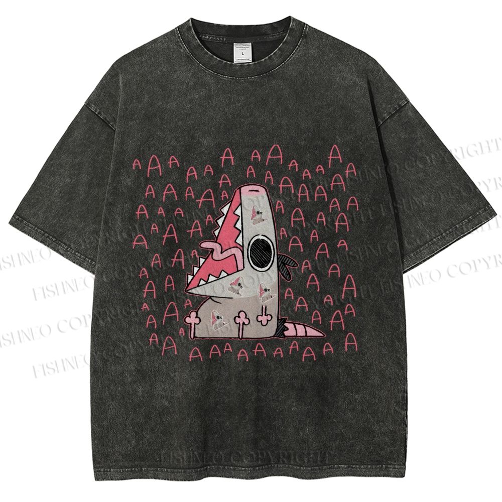 Unisex Cartoon Opossum Screaming Printed Washed Tee