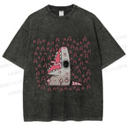Unisex Cartoon Opossum Screaming Printed Washed Tee