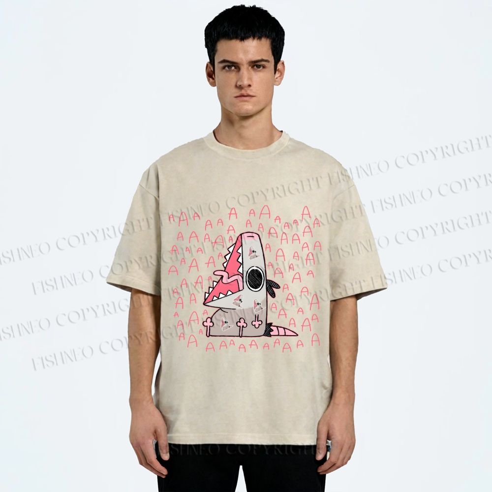 Unisex Cartoon Opossum Screaming Printed Washed Tee