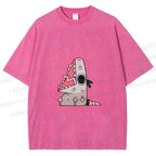 Unisex Cartoon Opossum Screaming Printed Washed Tee