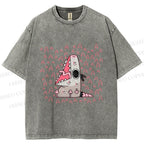 Unisex Cartoon Opossum Screaming Printed Washed Tee