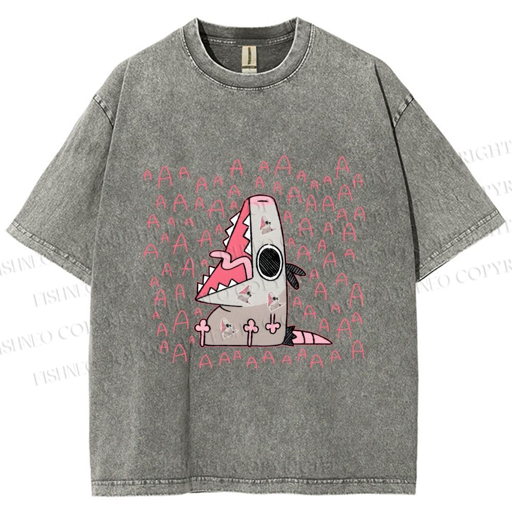 Unisex Cartoon Opossum Screaming Printed Washed Tee