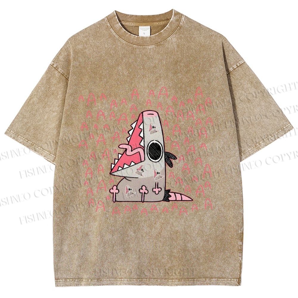 Unisex Cartoon Opossum Screaming Printed Washed Tee