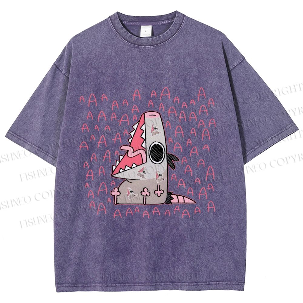 Unisex Cartoon Opossum Screaming Printed Washed Tee