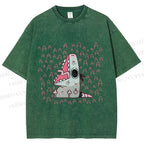 Unisex Cartoon Opossum Screaming Printed Washed Tee