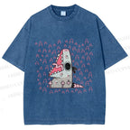 Unisex Cartoon Opossum Screaming Printed Washed Tee