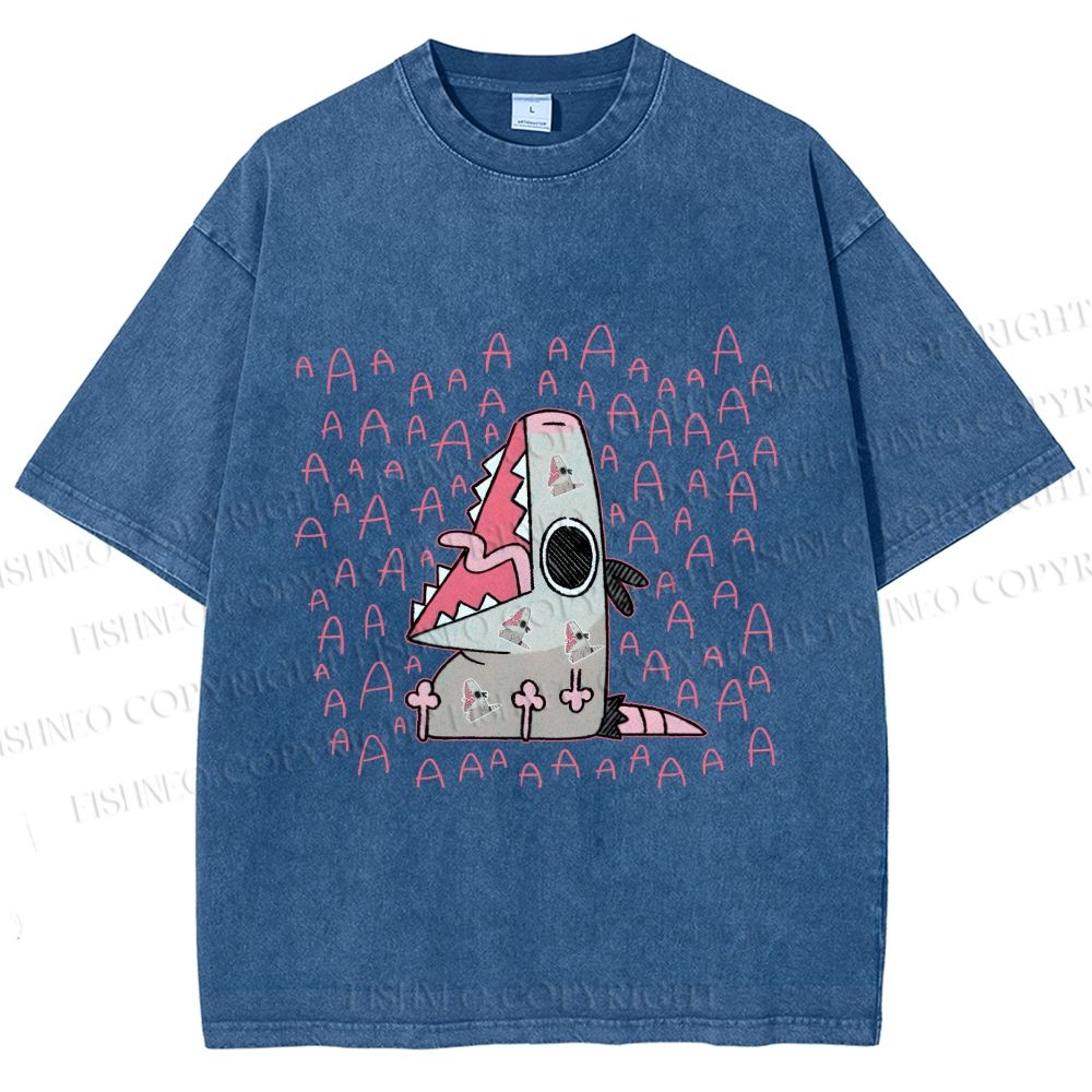 Unisex Cartoon Opossum Screaming Printed Washed Tee