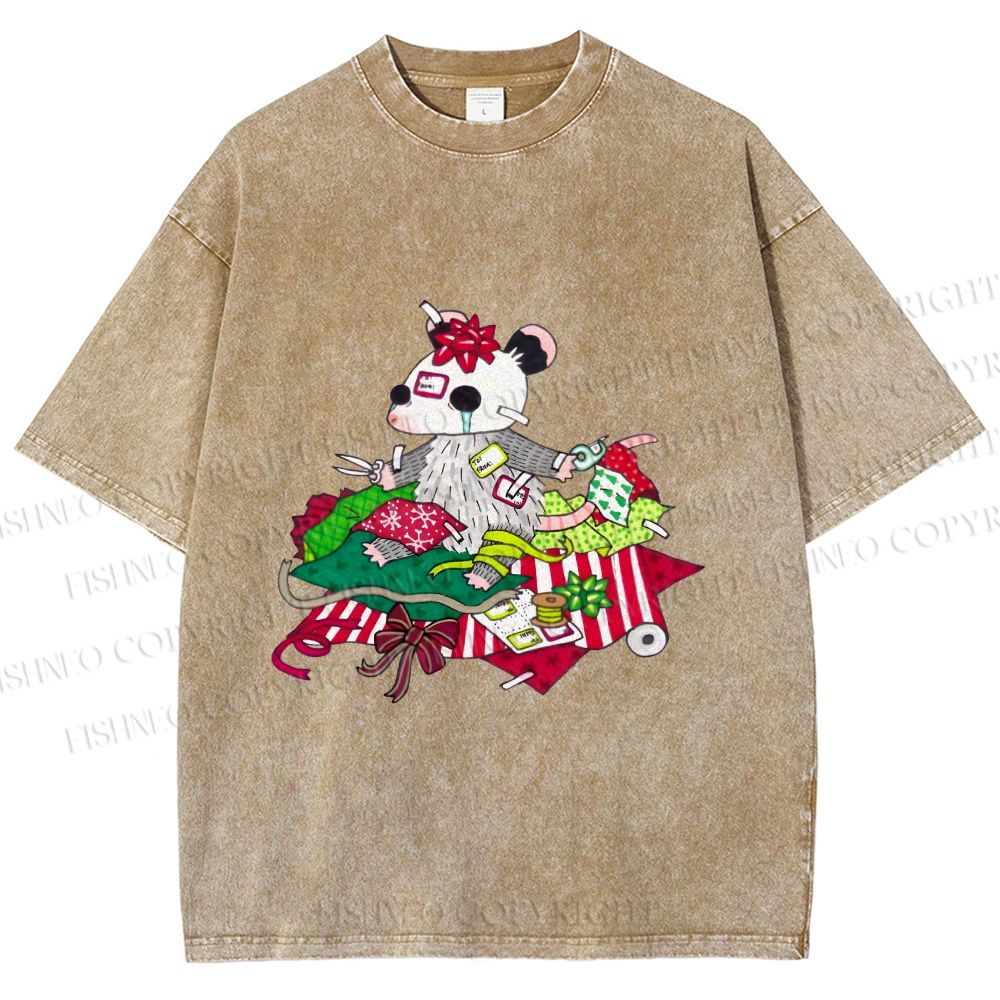 Unisex Opossum in Mess Printed Washed Tee