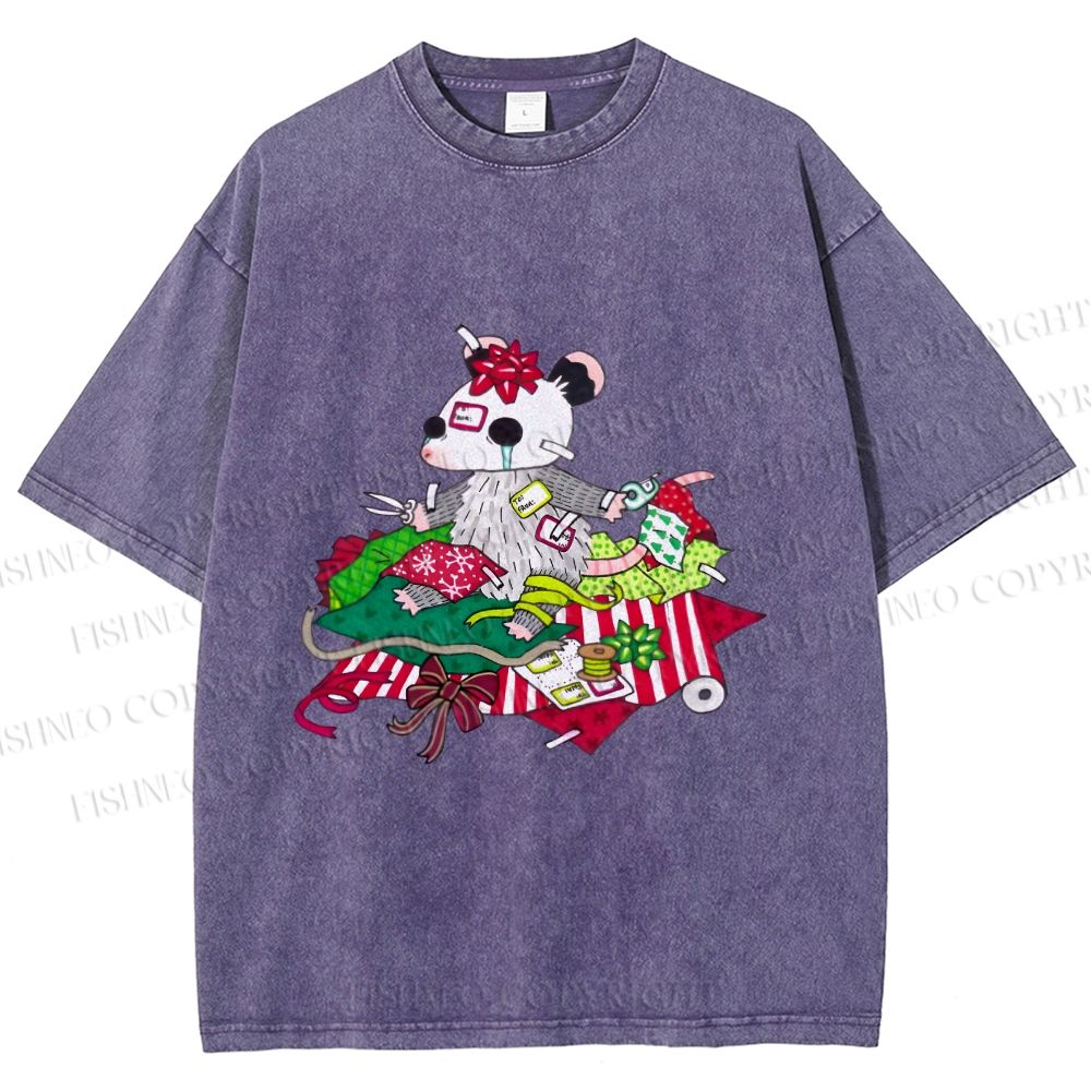 Unisex Opossum in Mess Printed Washed Tee