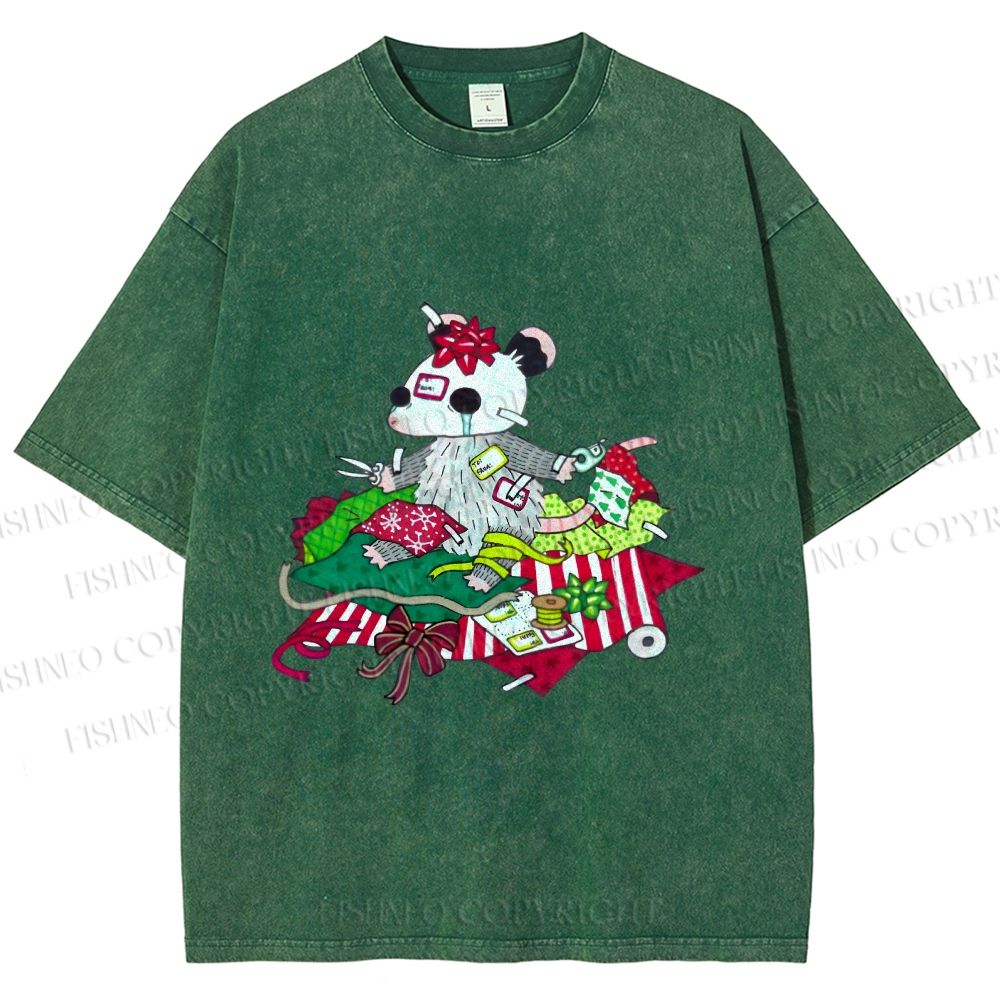 Unisex Opossum in Mess Printed Washed Tee