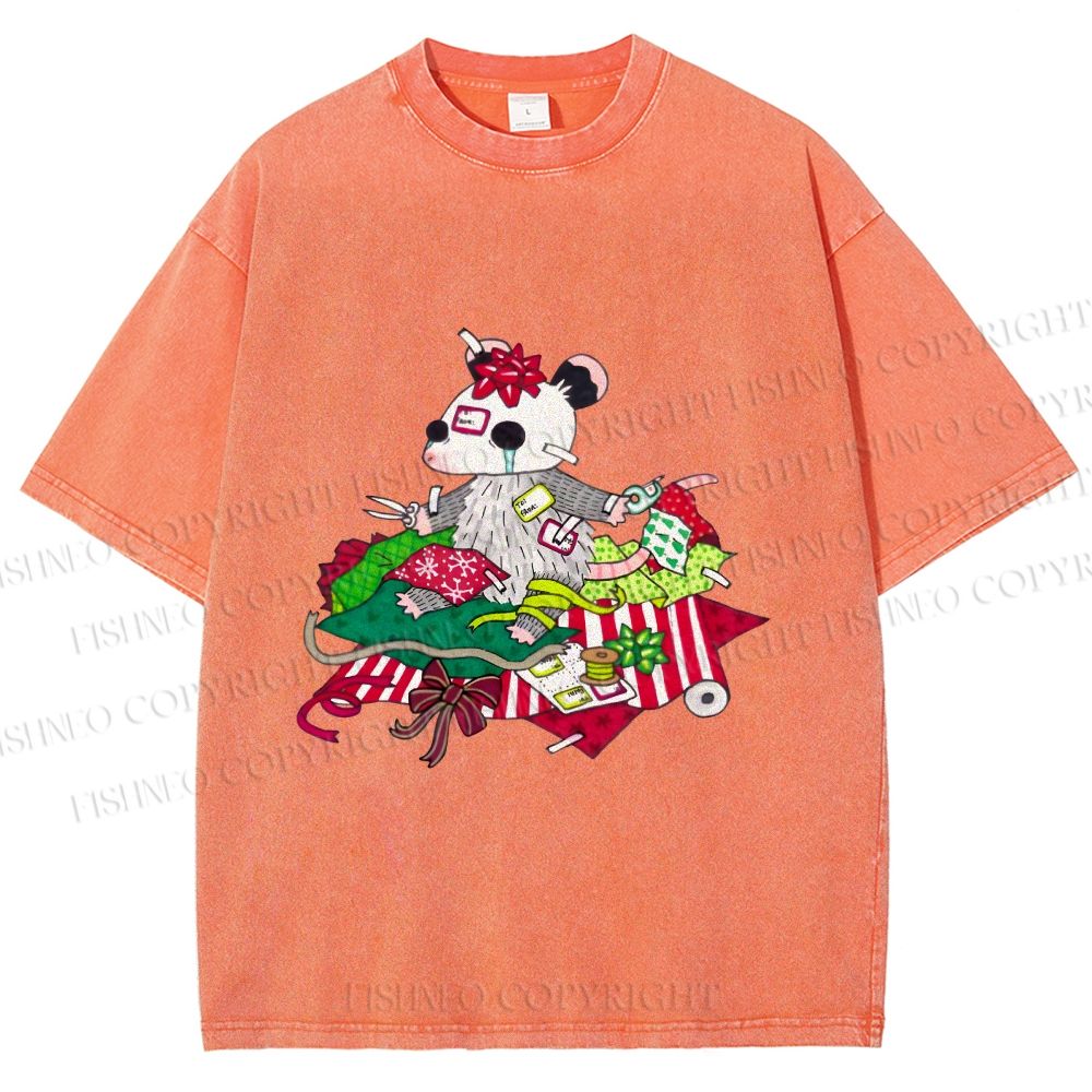 Unisex Opossum in Mess Printed Washed Tee