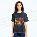 Unisex Panther in Plants Printed Washed Tee