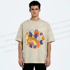 Unisex Panther in Plants Printed Washed Tee
