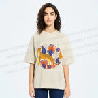 Unisex Panther in Plants Printed Washed Tee